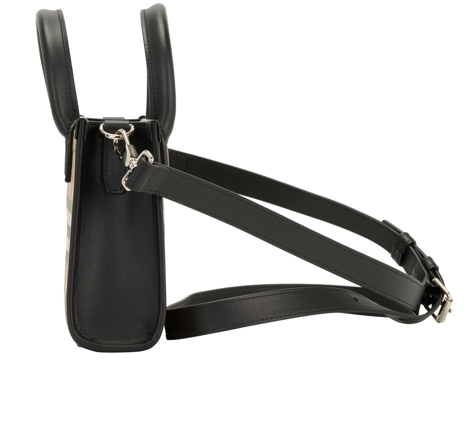 Mini Check Tote, &pound;550, Handbags, Beige, Canvas, Bottom view